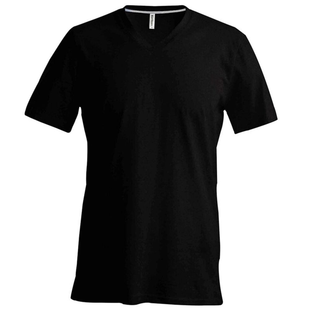Kariban Mens Short Sleeve V Neck Slim Fit T-Shirt / Black